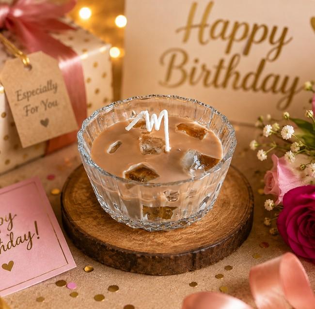 Cold Coffee Latte Candle in Glass Bowl