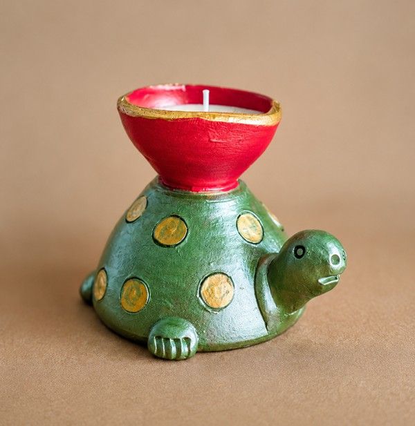 Turtle Clay Diya Candle