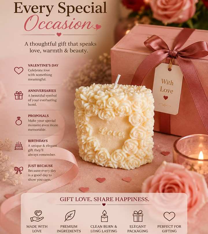 Floral Heart Candle
