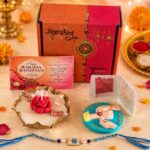 Rectangle Evil Eye Rakhi with Urli Candle