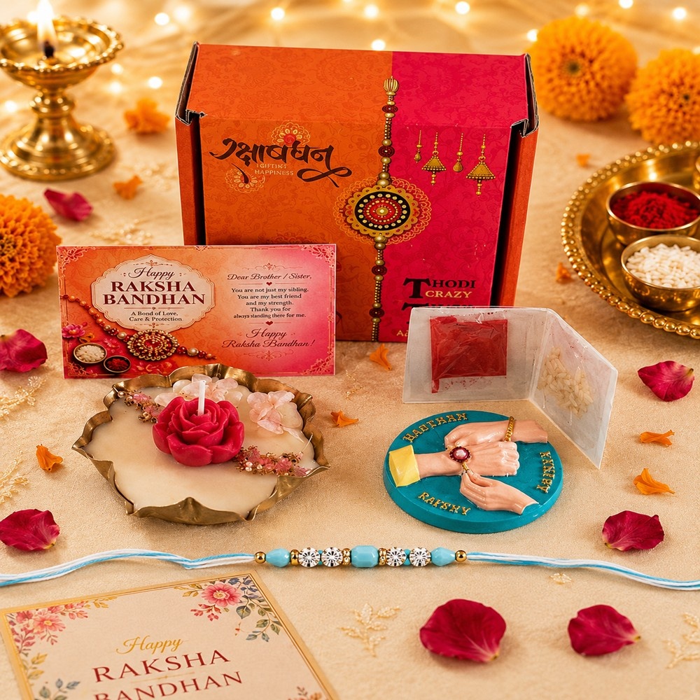 Rakhi with Urli Candle